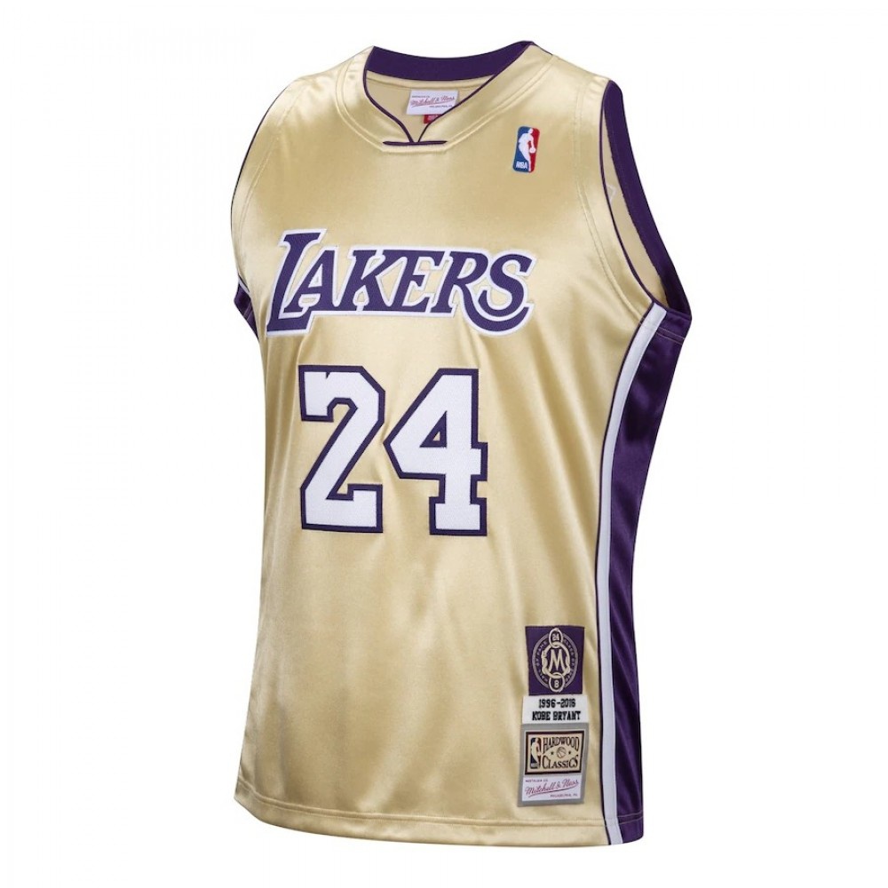 Men's Los Angeles Lakers Kobe Bryant #24 Throwback Gold Hall of Fame Class of 2020 Jersey-Pro Kit Vault | Brand New 26/27 Sports Jerseys